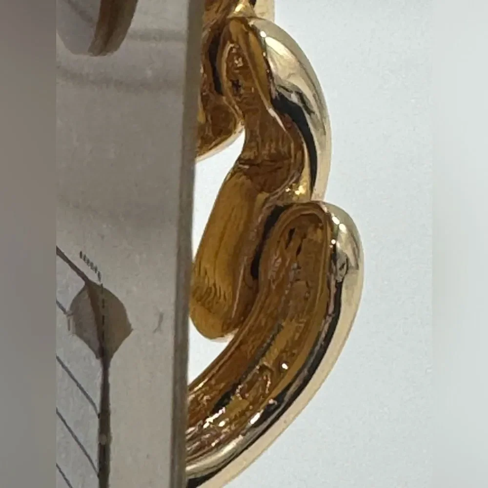 Vintage Monet Gold Tone Twist Hoop Clip On Earrings NWT Sample Signed Statement